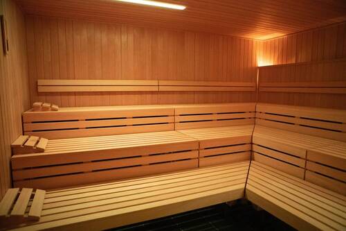 The sauna at Hotel Hollerhöfe from the inside.